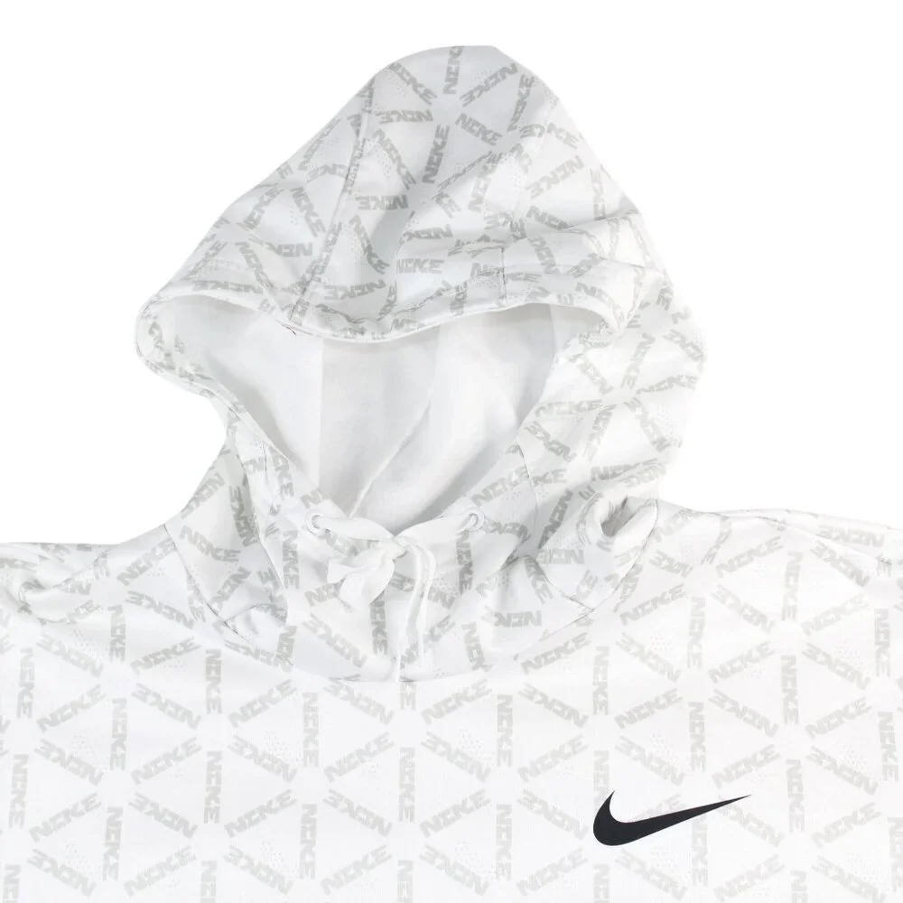 Nike Therma Fit 3XL All Over Print White Gray Hoodie Nike Spell Out Streetwear - Picture 5 of 16